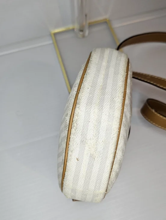 Authentic Vintage Fendi Striped Logo Canvas & Leather Crossbody Shoulder Y2K - Picture 9 of 16
